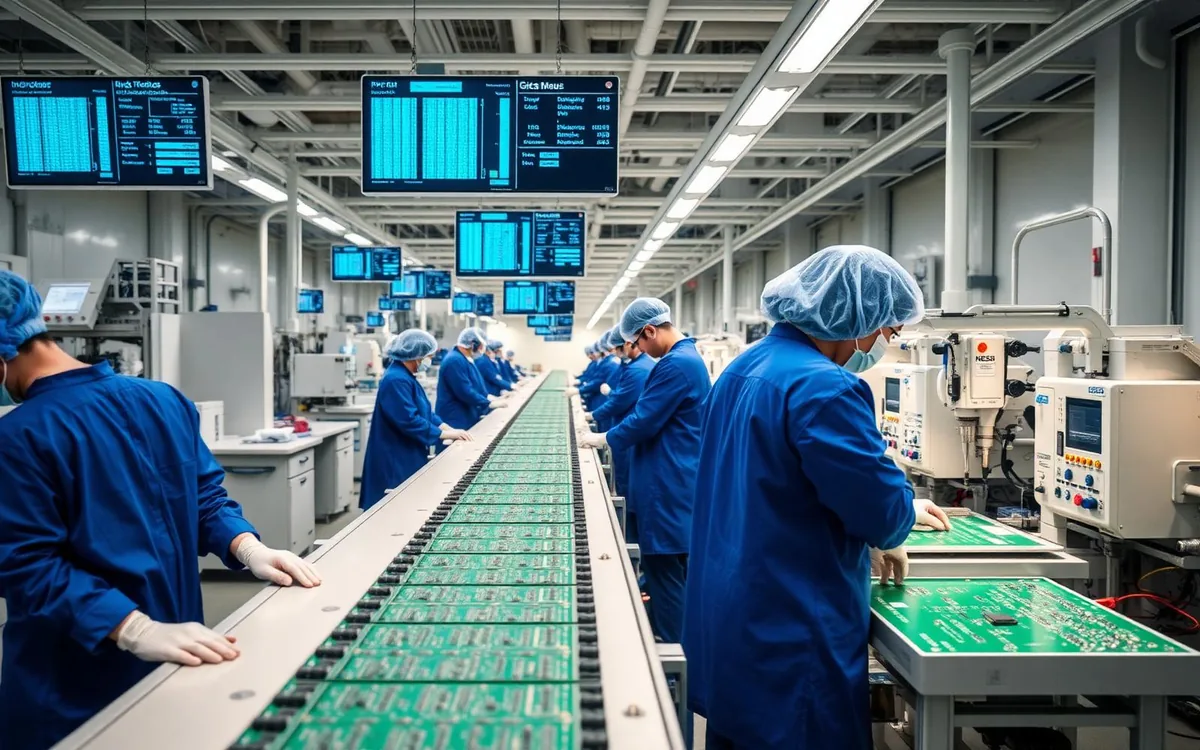 Production line with MES workstations in the Navifort factory